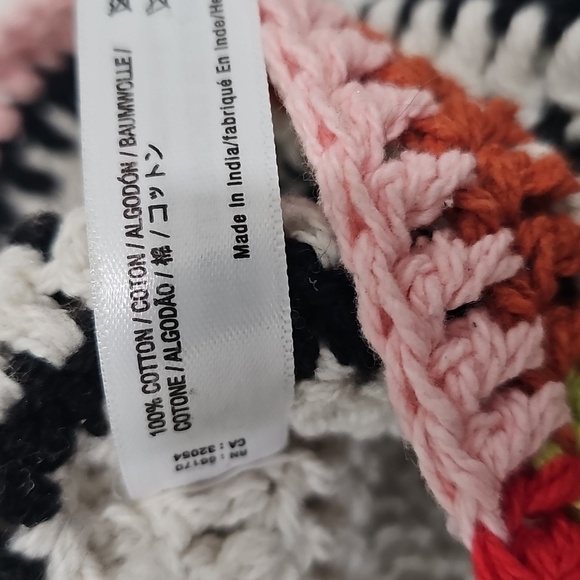 Free People Pixie Crochet Knit Bucket Hat Cream Black Orange Pink Green - Picture 7 of 9